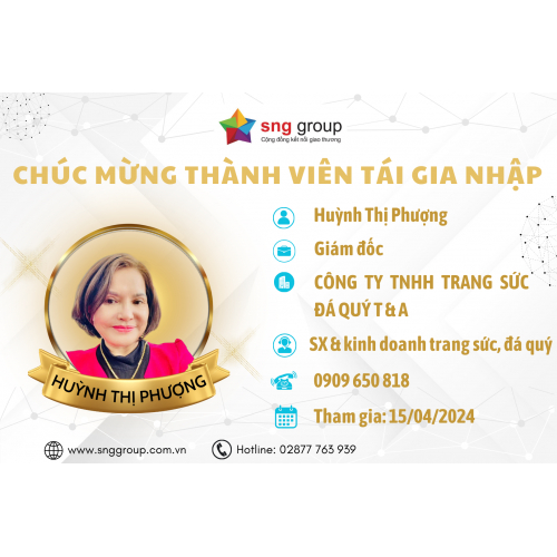 Thư Chúc Mừng Thành Viên Tái Gia Nhập - CEO Huỳnh Thị Phượng