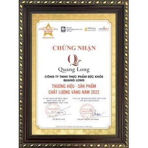 Chứng nhận thương hiệu sản phẩm Chất lượng Vàng