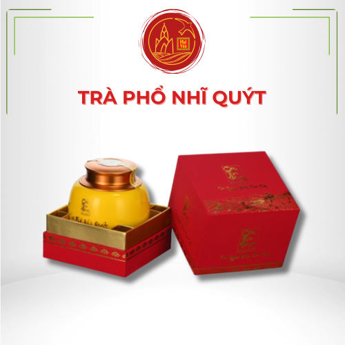 Trà Phổ Nhĩ Quýt Cầu Tre Vàng Hũ Sứ Cao Cấp 80g